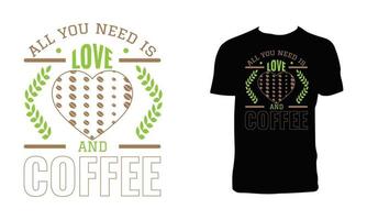conception de t-shirt amour et café vecteur