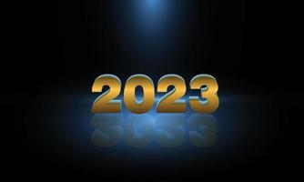 nouvel an 2023 design 3d avec illustration vectorielle effet bleu ligt vecteur