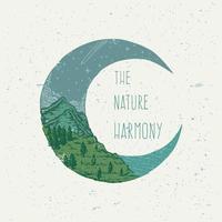 l'harmonie de la nature illustration de style vintage vecteur