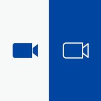 image de la caméra interface utilisateur de base ligne et glyphe icône solide bannière bleue ligne et glyphe icône solide bannière bleue vecteur