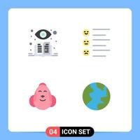 4 pack d'icônes plates d'interface utilisateur de signes et symboles modernes d'apprentissage emojis au format de pâques heureux éléments de conception vectoriels modifiables vecteur