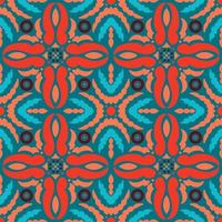 motif géométrique ethnique avec des motifs floraux aux couleurs aqua et corail. style bohème. pour papier peint, impression sur tissu, emballage, arrière-plan. vecteur