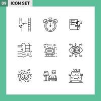 pack d'icônes vectorielles stock de 9 signes et symboles de ligne pour les bagages natation échecs vacances d'été éléments de conception vectoriels modifiables vecteur