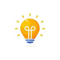 icône de lampe jaune vif, logo d'ampoule d'énergie, infographie de solution innovante, icône de vecteur plat d'électricité, symbole d'idée créative