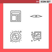 4 symboles de contour de style de ligne de pack d'icônes sur fond blanc. signes simples pour la conception générale. vecteur