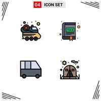 symboles d'icônes universels groupe de 4 couleurs plates modernes de livraison automobile van vaisseau spatial livre minibus éléments de conception vectoriels modifiables vecteur