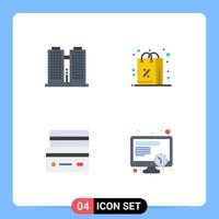 4 concept d'icône plate pour les sites Web mobiles et les applications de construction de crédit de travail achète des éléments de conception vectoriels modifiables de paiement vecteur
