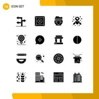 16 concept de glyphe solide pour la construction de sites Web mobiles et d'applications vecteur