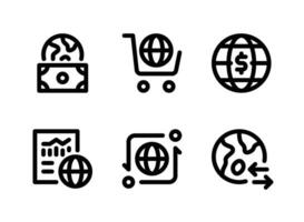 ensemble simple d'icônes de lignes vectorielles liées à l'économie de marché vecteur