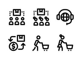 ensemble simple d'icônes de lignes vectorielles liées à l'économie de marché vecteur