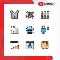 ensemble de 9 symboles d'icônes d'interface utilisateur modernes signes pour le nuage en ligne merci de couper les éléments de conception vectoriels modifiables vecteur