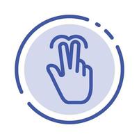 gestes main onglet tactile mobile icône de ligne en pointillé bleu vecteur