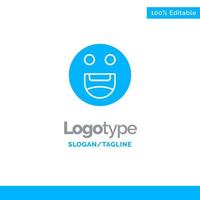 emojis heureux motivation bleu solide logo modèle place pour slogan vecteur