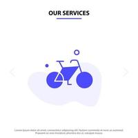 nos services vélo vélo cycle printemps solide glyphe icône modèle de carte web vecteur