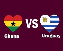 ghana et uruguay drapeau coeur avec noms symbole conception amérique latine et afrique football final vecteur pays latino-américains et africains équipes de football illustration