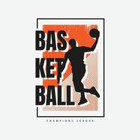 typographie d'illustration de basket-ball. parfait pour la conception de t-shirt vecteur