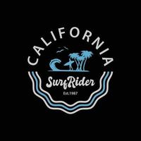 typographie d'illustration de surf californien. parfait pour la conception de t-shirt vecteur