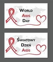journée mondiale du sida. anglais et polonais. conception de vecteur. vecteur