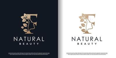 lettre f logo avec vecteur premium de concept de beauté naturelle