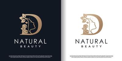 lettre d logo avec vecteur premium de concept de beauté naturelle