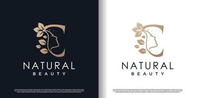 lettre c logo avec vecteur premium de concept de beauté naturelle