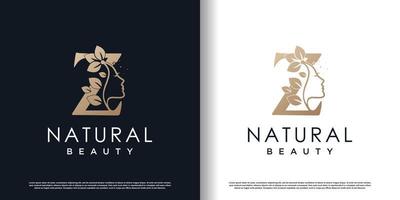 lettre z logo avec vecteur premium de concept de beauté naturelle