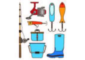 Set Equipment Icon Of Fishing Tackle vecteur