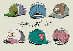 Hand Drawn Colorful Trucker Hat Illustration Vecteur