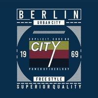 typographie de la ville urbaine de berlin pour l'impression de t-shirt, illustration vectorielle vecteur