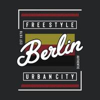 conception de typographie de la ville urbaine de berlin pour l'impression de t-shirt vecteur