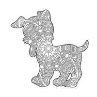 chien mandala coloriage pour adultes floral animal livre de coloriage isolé sur fond blanc antistress coloriage illustration vectorielle vecteur