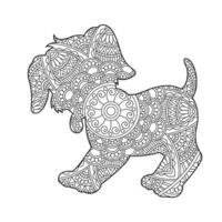 chien mandala coloriage pour adultes floral animal livre de coloriage isolé sur fond blanc antistress coloriage illustration vectorielle vecteur