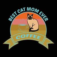 meilleur chat maman jamais café t-shirt vecteur