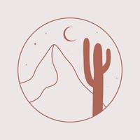 silhouette de montagne et de cactus vecteur