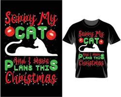 désolé mon chat moche noël t shirt design vecteur