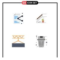pack d'icônes plates de 4 symboles universels d'application de partage à domicile livraison à l'étage éléments de conception vectoriels modifiables vecteur