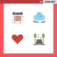 pack de 4 signes et symboles d'icônes plates modernes pour les supports d'impression Web tels que l'amour de l'ordinateur chaise de nuage de chaleur éléments de conception vectoriels modifiables vecteur