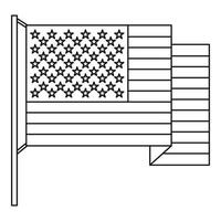 icône de drapeau américain, style de contour vecteur