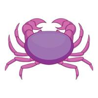 icône de crabe violet, style cartoon vecteur