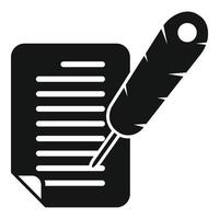 vecteur simple d'icône d'écriture de plume. texte de la lettre