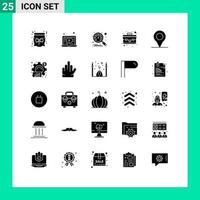 25 concept de glyphe solide pour les sites Web mobiles et applications analytique pin tableau de bord emplacement portefeuille éléments de conception vectoriels modifiables vecteur