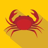icône de crabe royal rouge, style plat vecteur