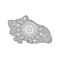 chat mandala coloriage pour adultes floral animal livre de coloriage isolé sur fond blanc antistress coloriage page illustration vectorielle vecteur