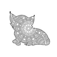 chat mandala coloriage pour adultes floral animal livre de coloriage isolé sur fond blanc antistress coloriage page illustration vectorielle vecteur