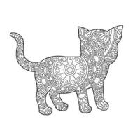 chat mandala coloriage pour adultes floral animal livre de coloriage isolé sur fond blanc antistress coloriage page illustration vectorielle vecteur