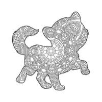 chat mandala coloriage pour adultes floral animal livre de coloriage isolé sur fond blanc antistress coloriage page illustration vectorielle vecteur
