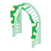 vecteur isométrique d'icône d'arche florale. arche de jardin avec plante à fleurs grimpante