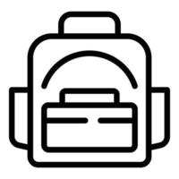 vecteur de contour d'icône de nourriture de sac à dos. repas scolaire