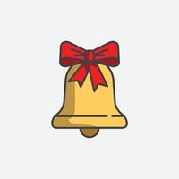 cloche avec icône arc rouge. symbole de la cloche de Noël. bonne année et élément de conception de noël. illustration vectorielle. vecteur