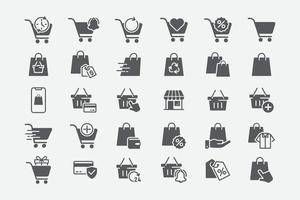 ensemble d'icônes modernes d'épicerie. boutique design tendance. pack d'icônes de shopping. illustration vectorielle vecteur